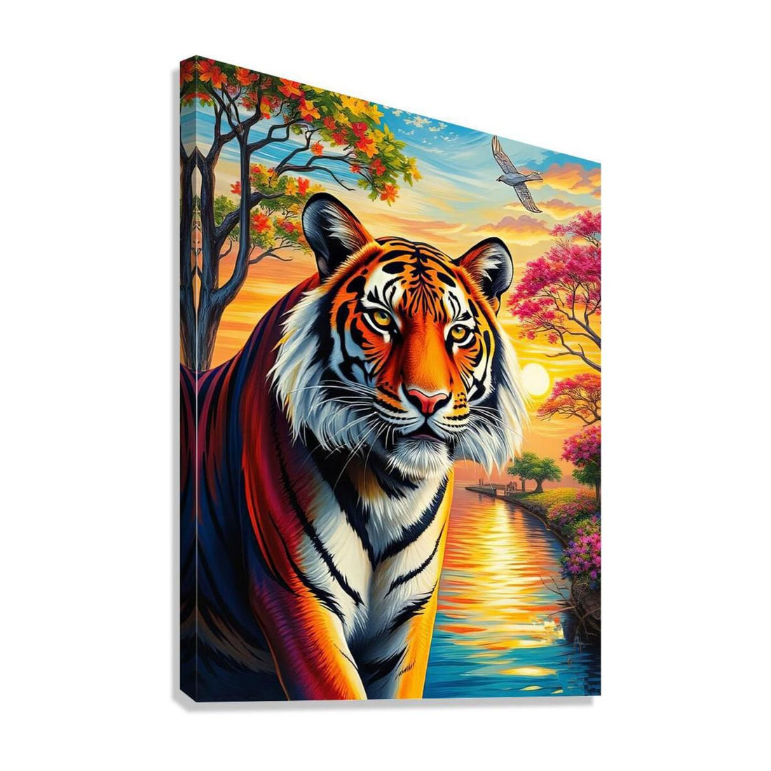 Sunrise Tiger Portrait, Animal Art Print 34823 Giclée Stretched Canvas Print Visual Wall Art