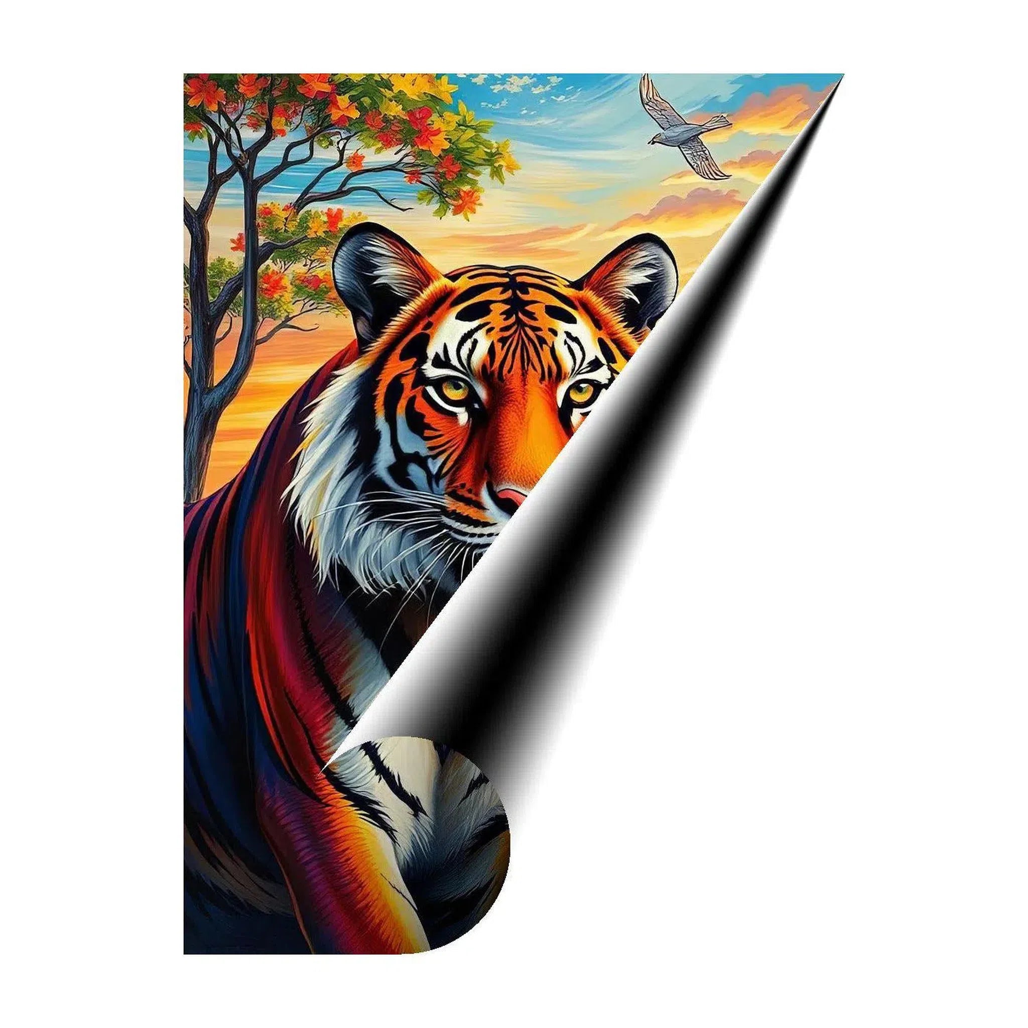 Sunrise Tiger Portrait, Animal Art Print 34823 Giclée Rolled Canvas Print Visual Wall Art