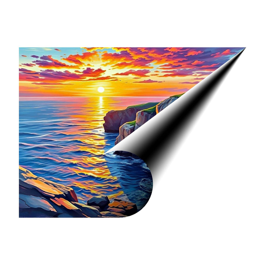 Sunset Coastal Scene Nature Art Print 43738 Giclée Rolled Canvas Print Visual Wall Art