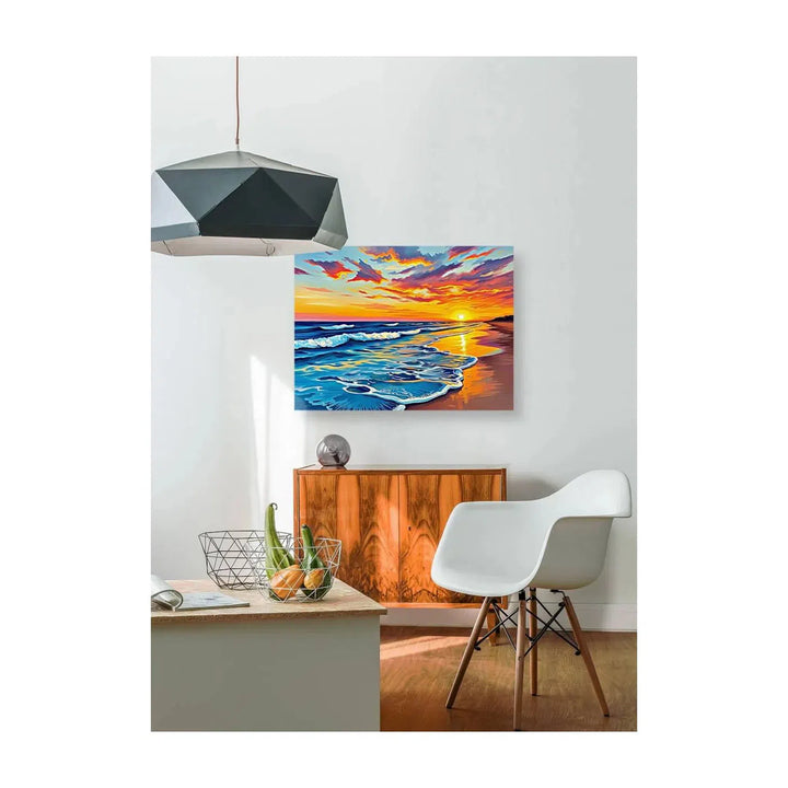 Sunset Over A Beach Nature Art Print 43739 Visual Wall Art