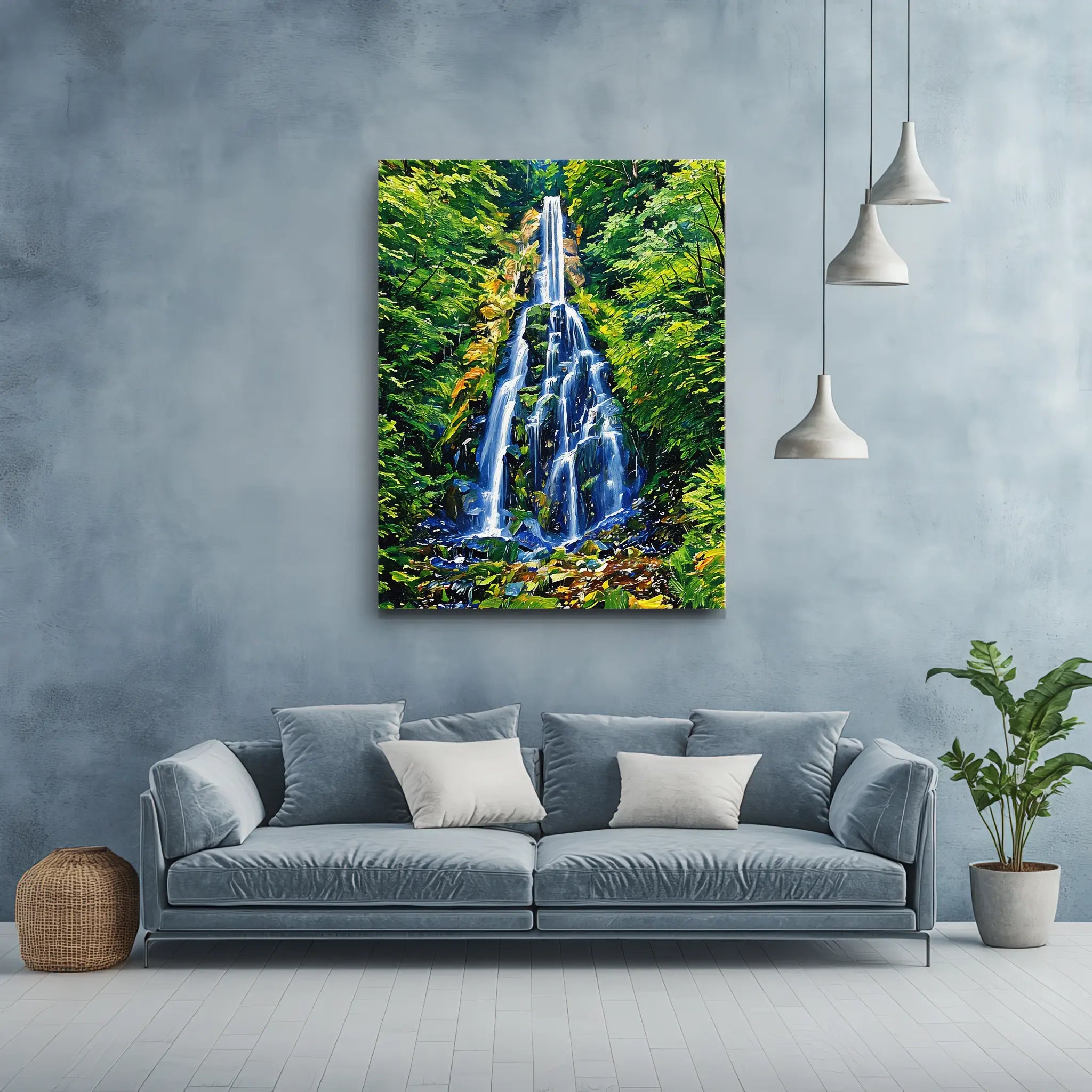 Tall Forest Waterfall Giclée Print 455004 Visual Wall Art AR3:4V-AR4:5V Giclée Print