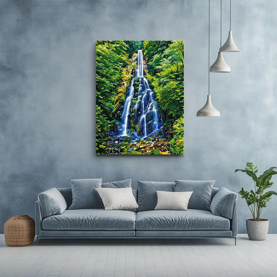 Tall Forest Waterfall Giclée Print 455004 Visual Wall Art AR3:4V-AR4:5V Giclée Print