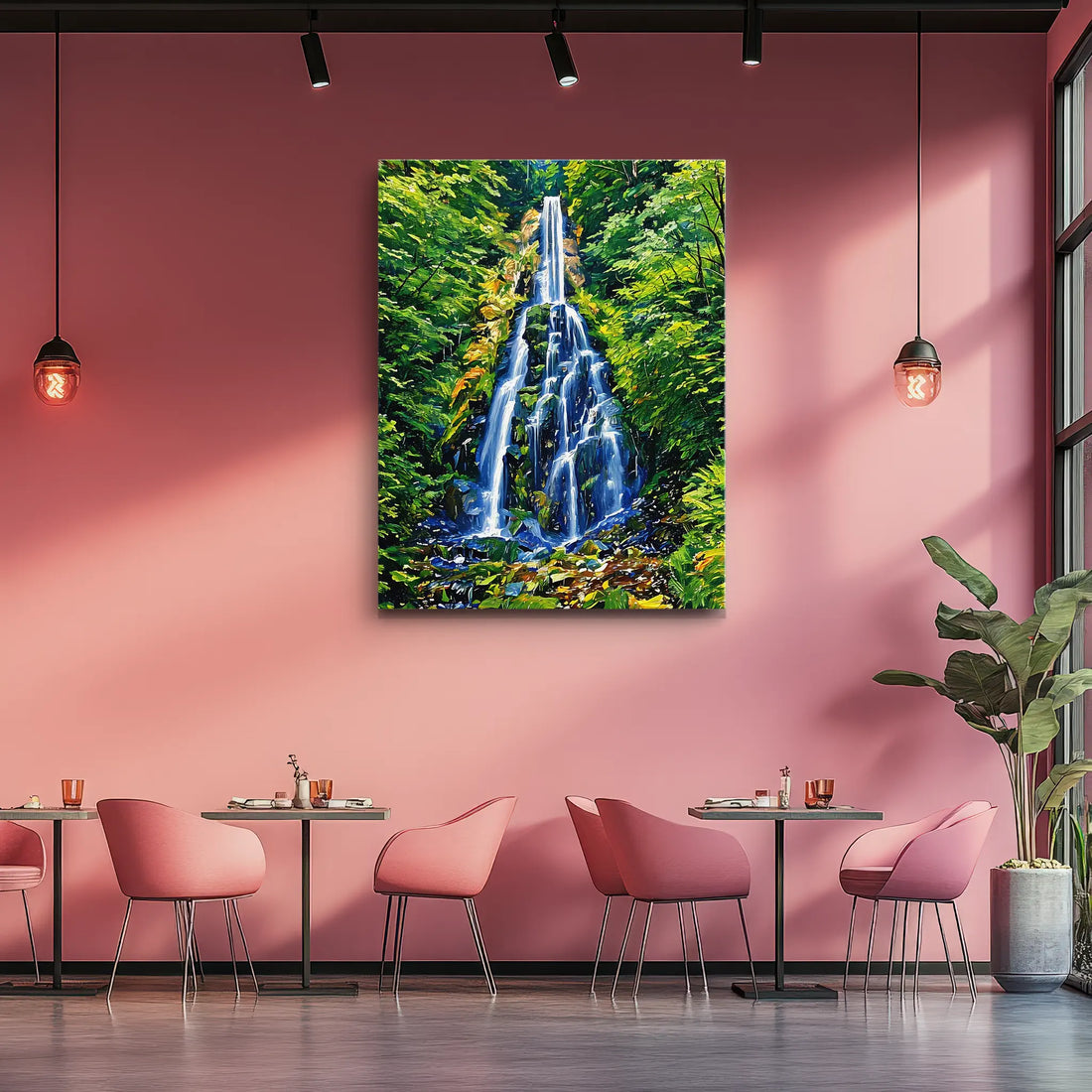 Tall Forest Waterfall Giclée Print 455004 Visual Wall Art AR3:4V-AR4:5V Giclée Print