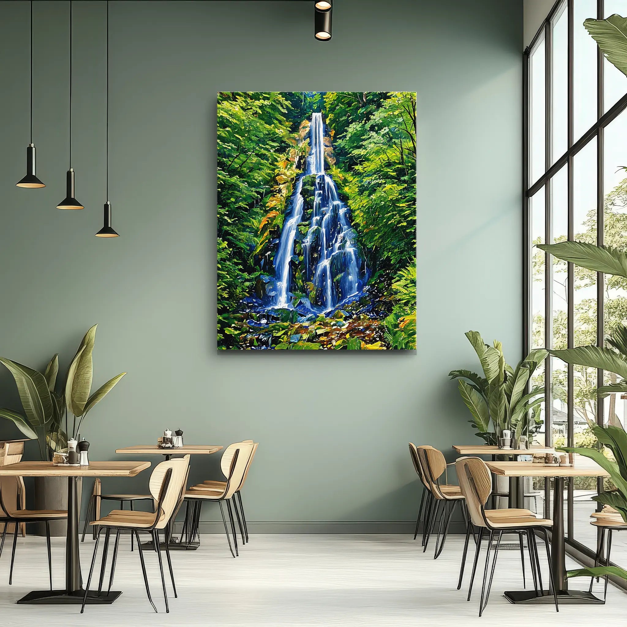Tall Forest Waterfall Giclée Print 455004 Visual Wall Art AR3:4V-AR4:5V Giclée Print