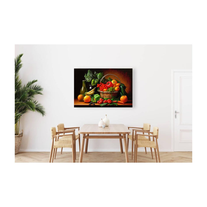 Tangerine And A Basket Of Fruit, Still Life Nature Art Print 32621 Visual Wall Art