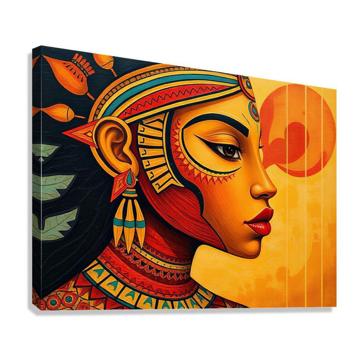 Tattoed Warrioress, Abstract Art Print 43641 Giclée Stretched Canvas Print Visual Wall Art