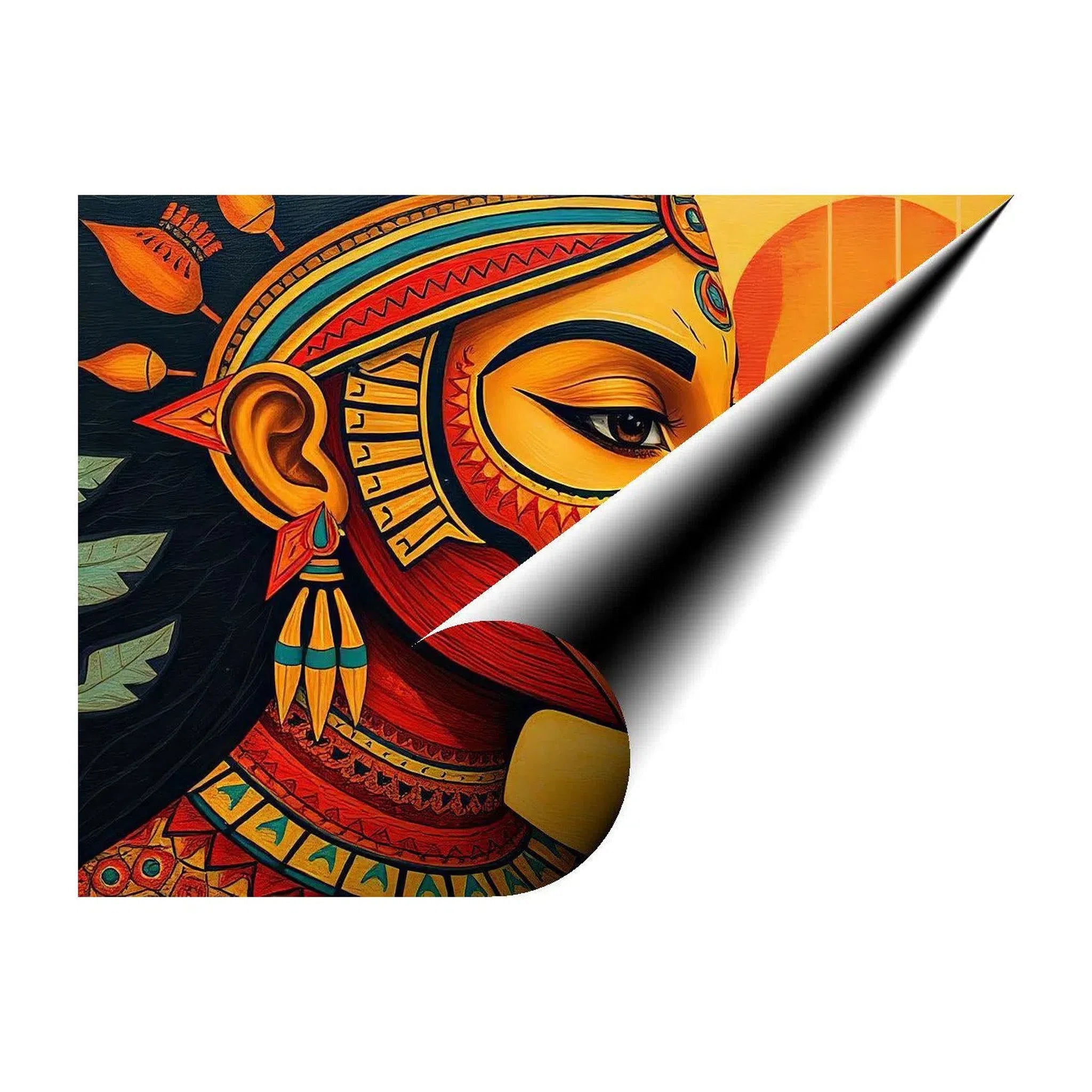 Tattoed Warrioress, Abstract Art Print 43641 Giclée Rolled Canvas Print Visual Wall Art