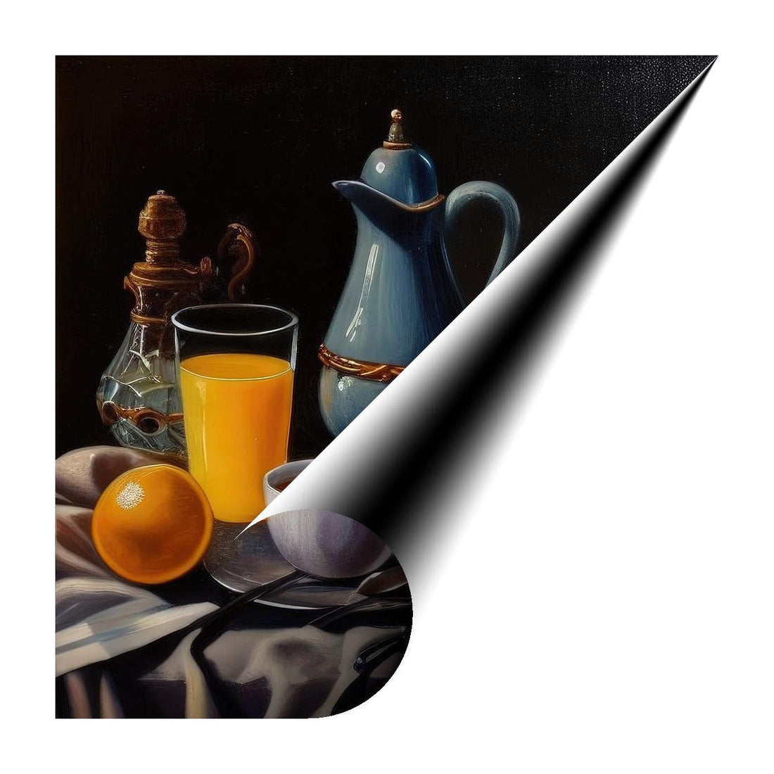 Tea Croissant Breakfast Food, Still Life Art Print 11703 Giclee Rolled Canvas Print Visual Wall Art