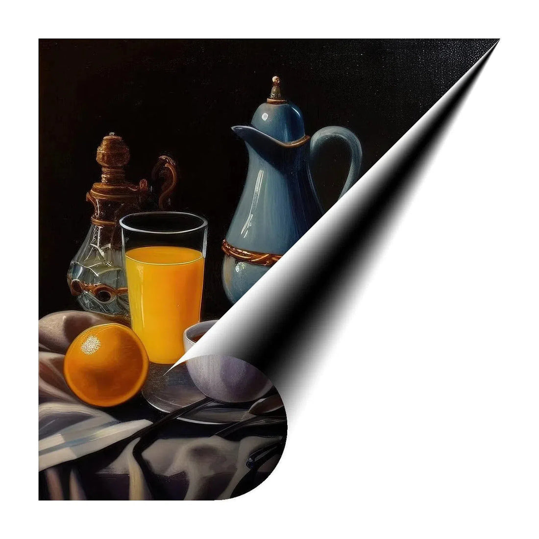 Tea Croissant Breakfast Food, Still Life Art Print 11703 Giclée Rolled Canvas Print Visual Wall Art