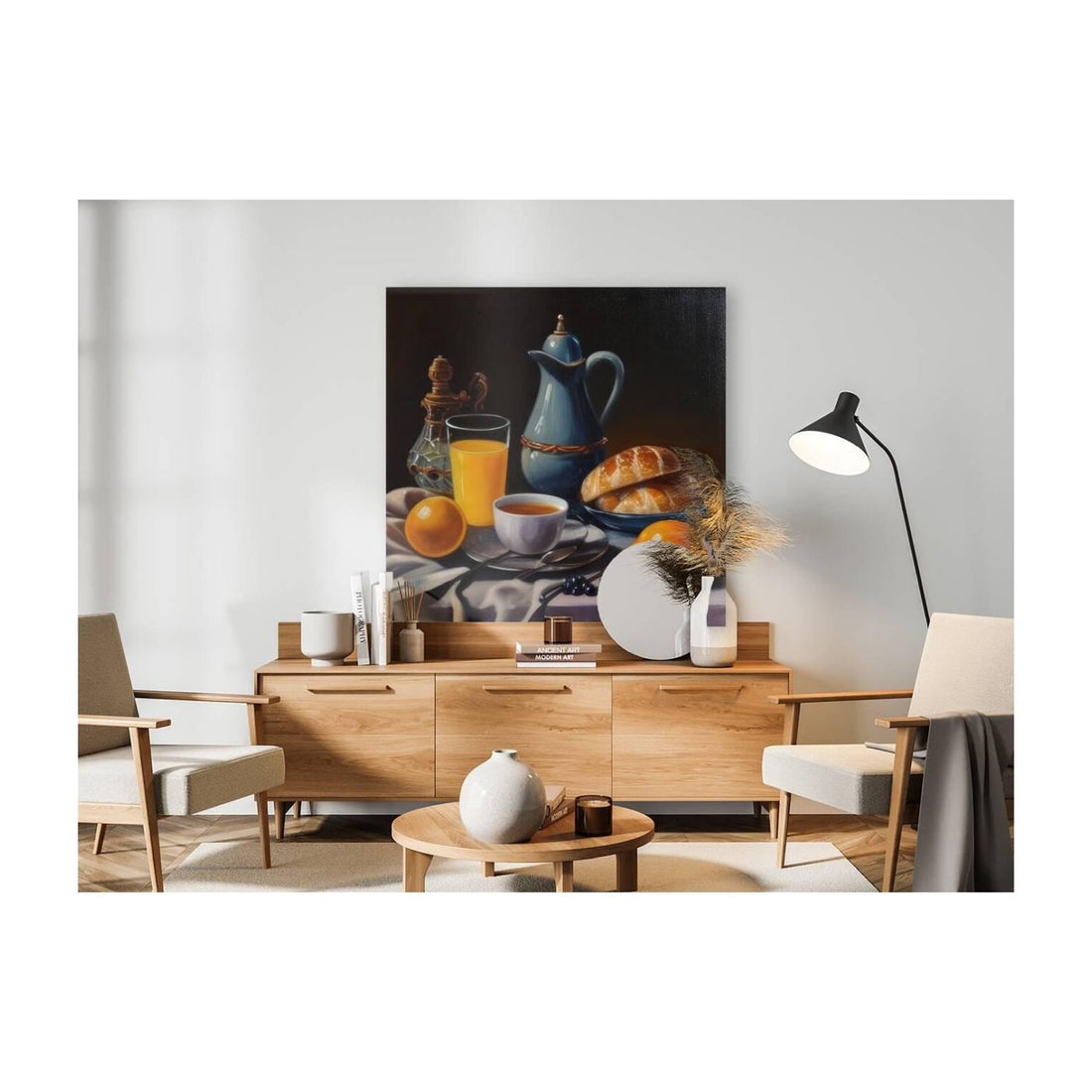 Tea Croissant Breakfast Food, Still Life Art Print 11703 Visual Wall Art