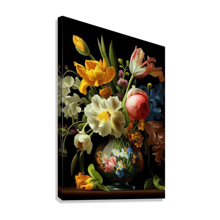 The Grouping Of Flowers, Still Life Nature Art Print 23607 Giclée Stretched Canvas Print Visual Wall Art