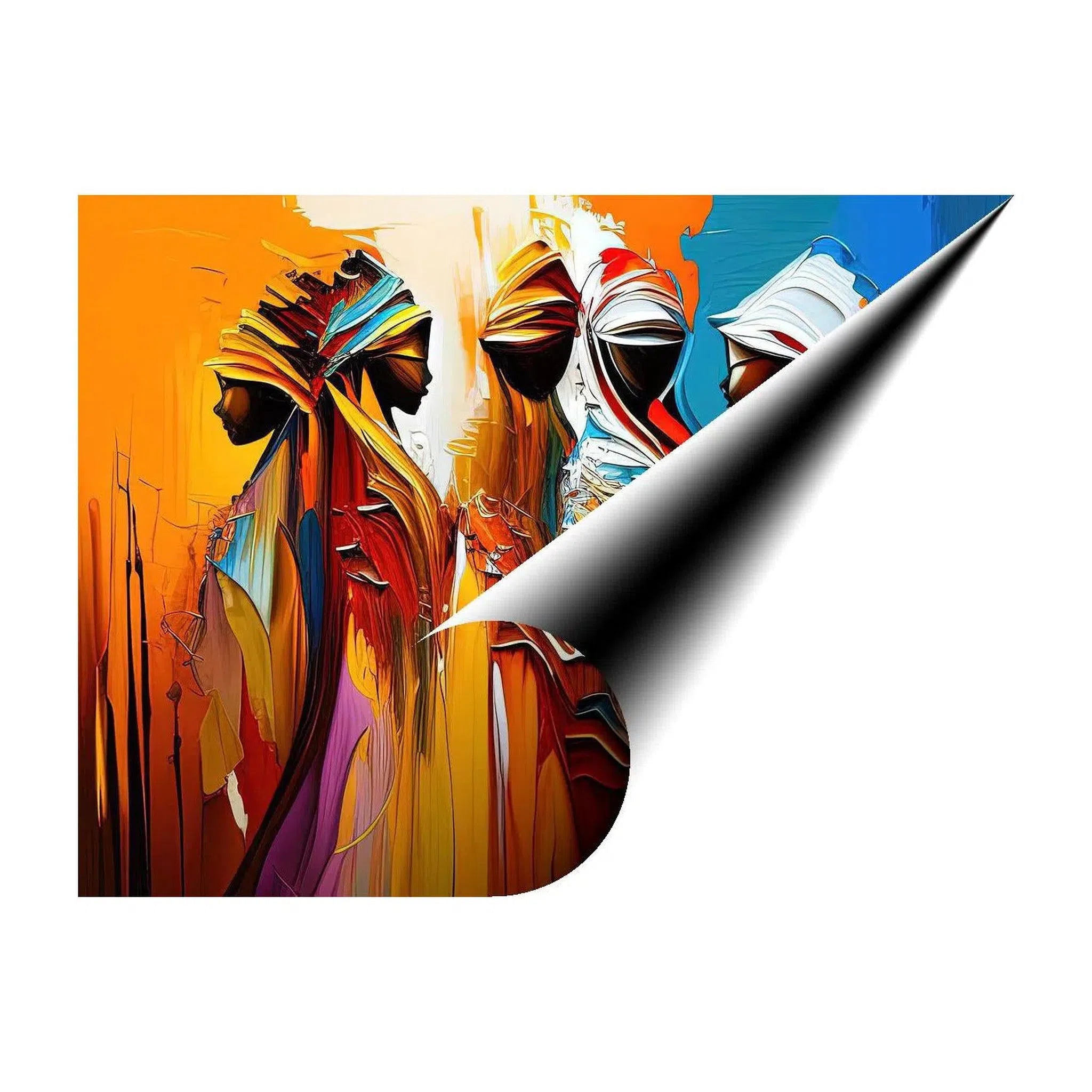 The Meeeting, Ethnic Abstract Art Print 32121 Giclée Fine Art Matte Paper Print Visual Wall Art