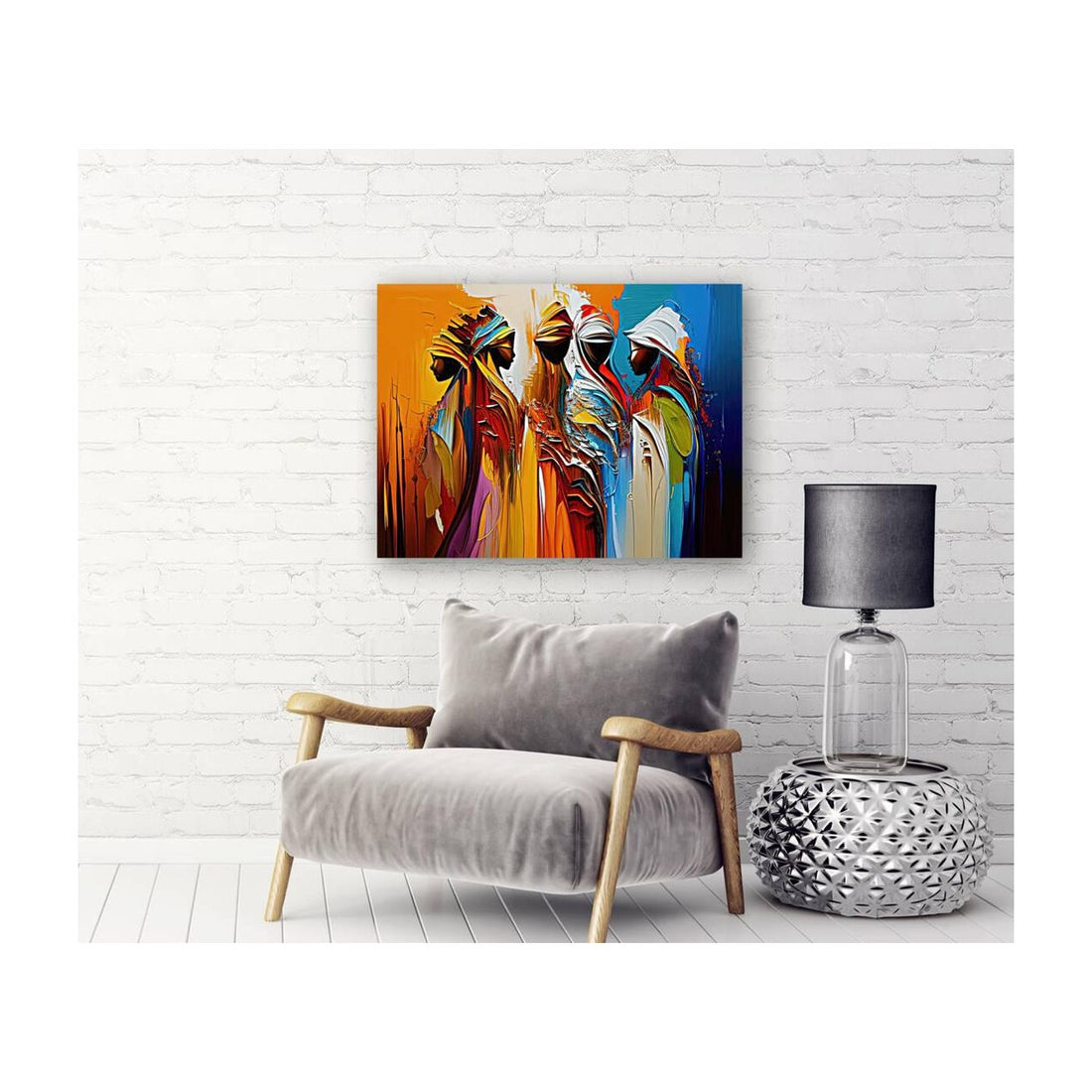 The Meeeting, Ethnic Abstract Art Print 32121 Visual Wall Art