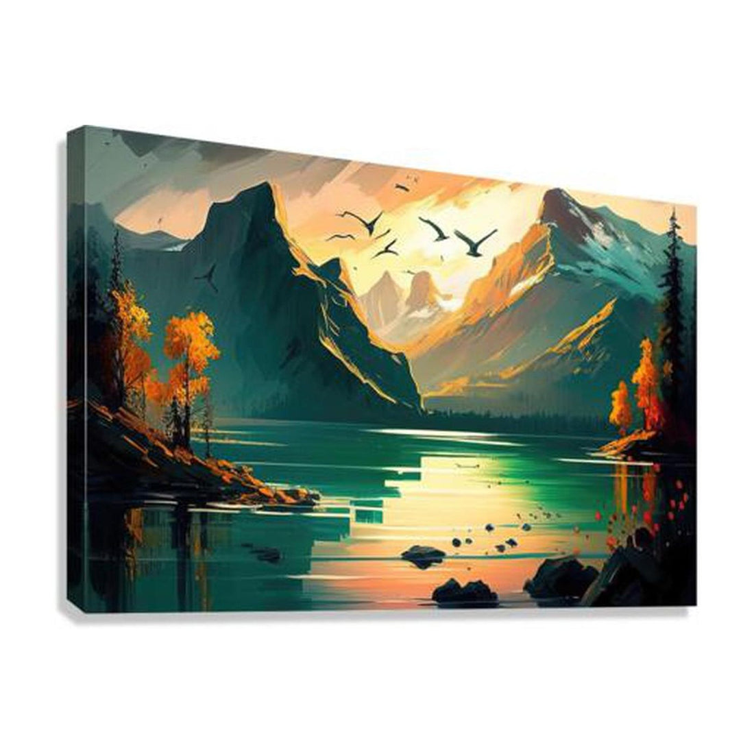 The Mountains River V, Landscape Nature Art Print 32326 Giclée Stretched Canvas Print Visual Wall Art