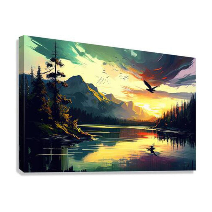 The Mountains River Valley Ii, Landscape Nature Art Print 32330 Giclée Stretched Canvas Print Visual Wall Art