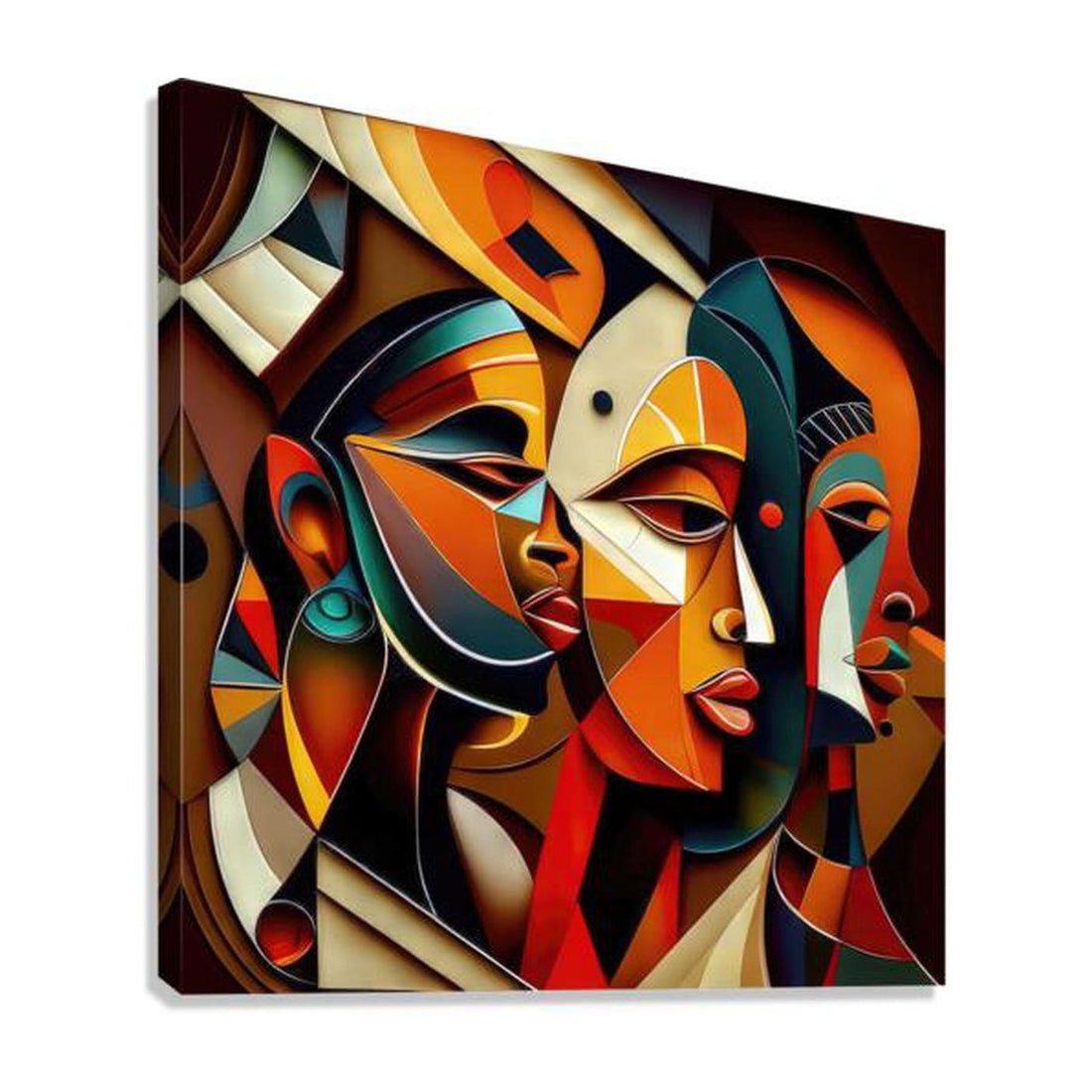 The Siblings, Ethnic Abstract Art Print 11107 Giclée Stretched Canvas Print Visual Wall Art