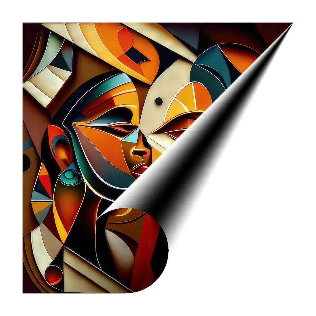 The Siblings, Ethnic Abstract Art Print 11107 Giclée Rolled Canvas Print Visual Wall Art