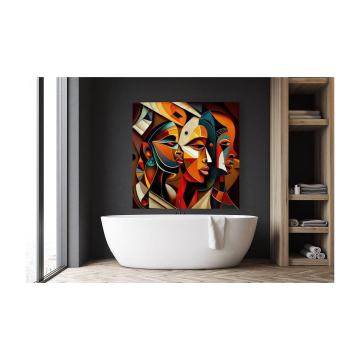 The Siblings, Ethnic Abstract Art Print 11107 Visual Wall Art