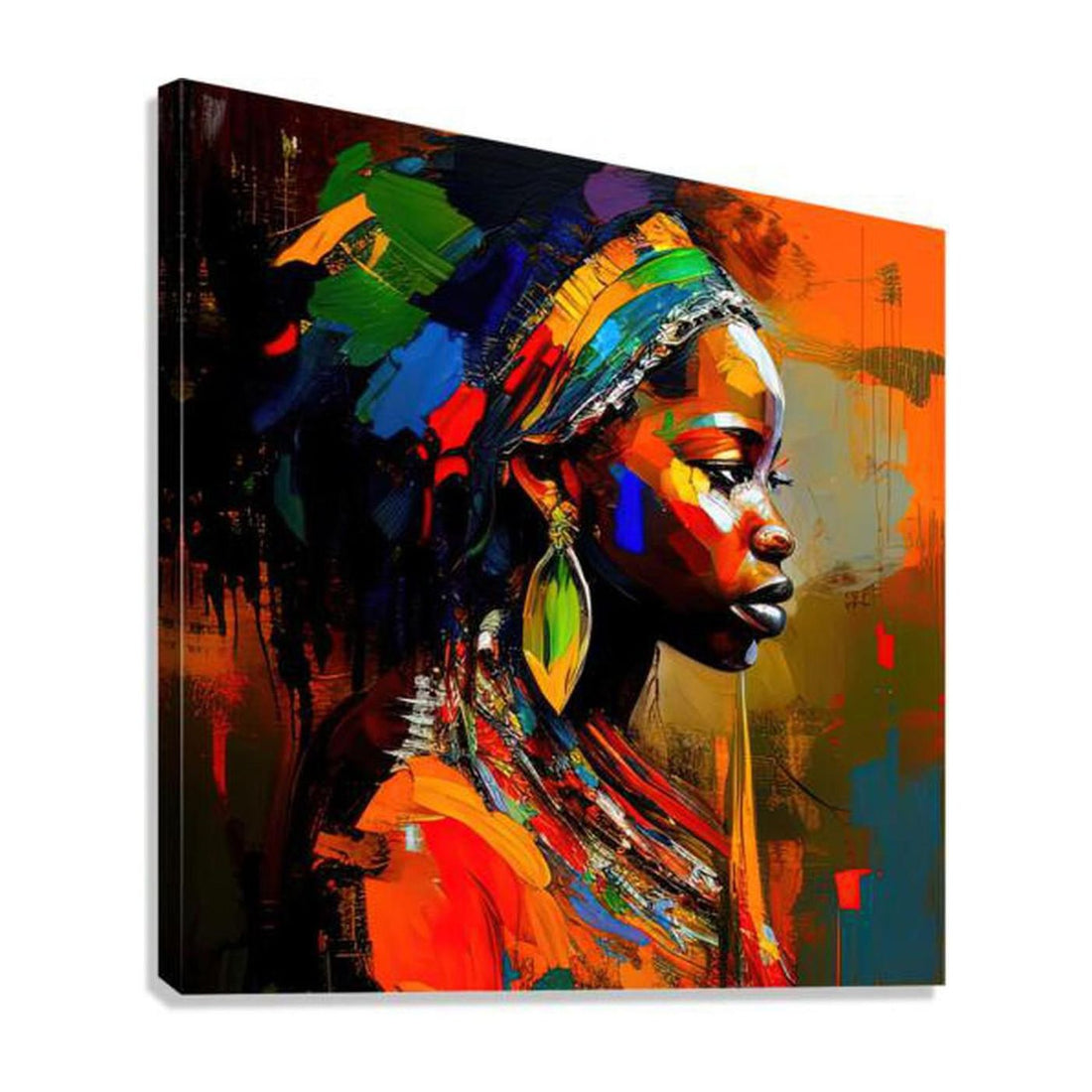 The Spirit Girl, Ethnic Abstract Art Print 11122 Giclée Stretched Canvas Print Visual Wall Art