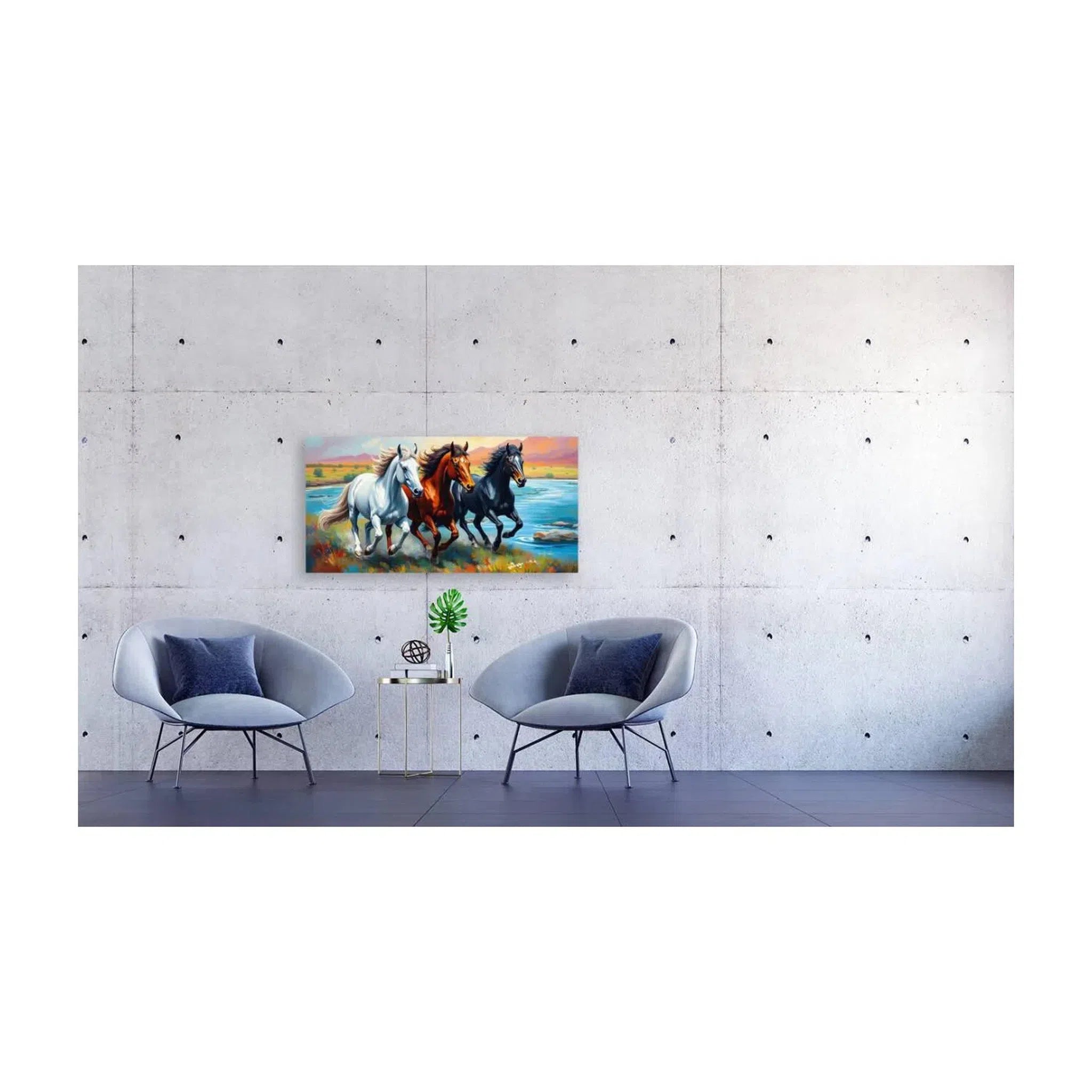Three Horses Racing, Animal Art Print 21801 Visual Wall Art