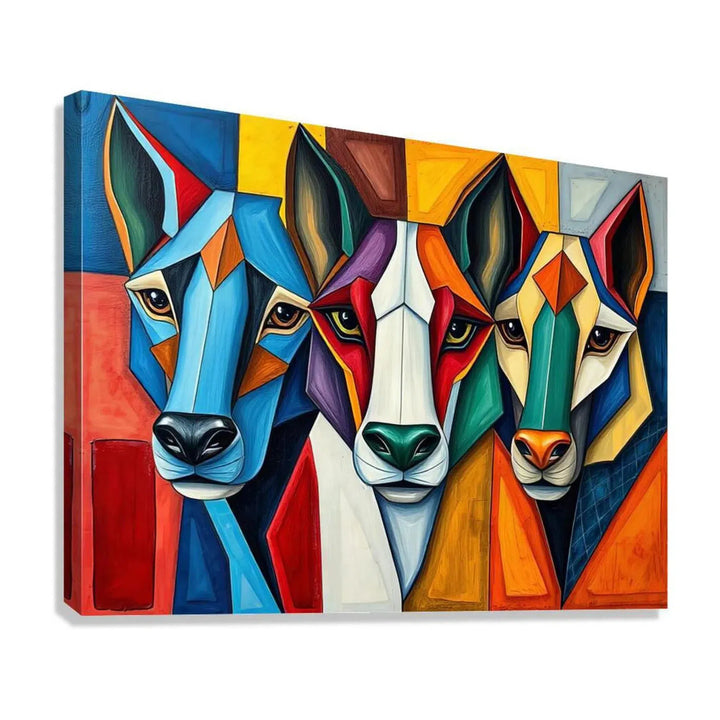 Three Wolves, Abstract Art Print 43645 Giclée Stretched Canvas Print Visual Wall Art