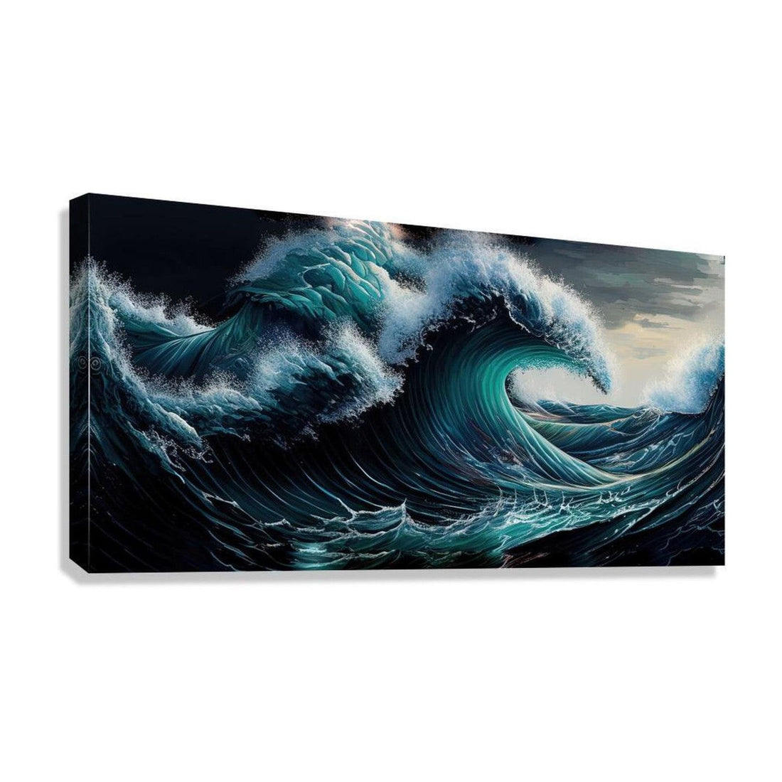 Tidal Wave In Blue, Sea Ocean Art Print 21806 Giclée Stretched Canvas Print Visual Wall Art