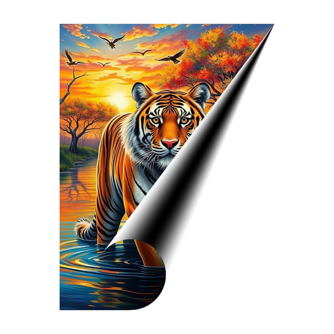 Tiger Portrait Standing In Water, Animal Art Print 34824 Giclee Rolled Canvas Print Visual Wall Art