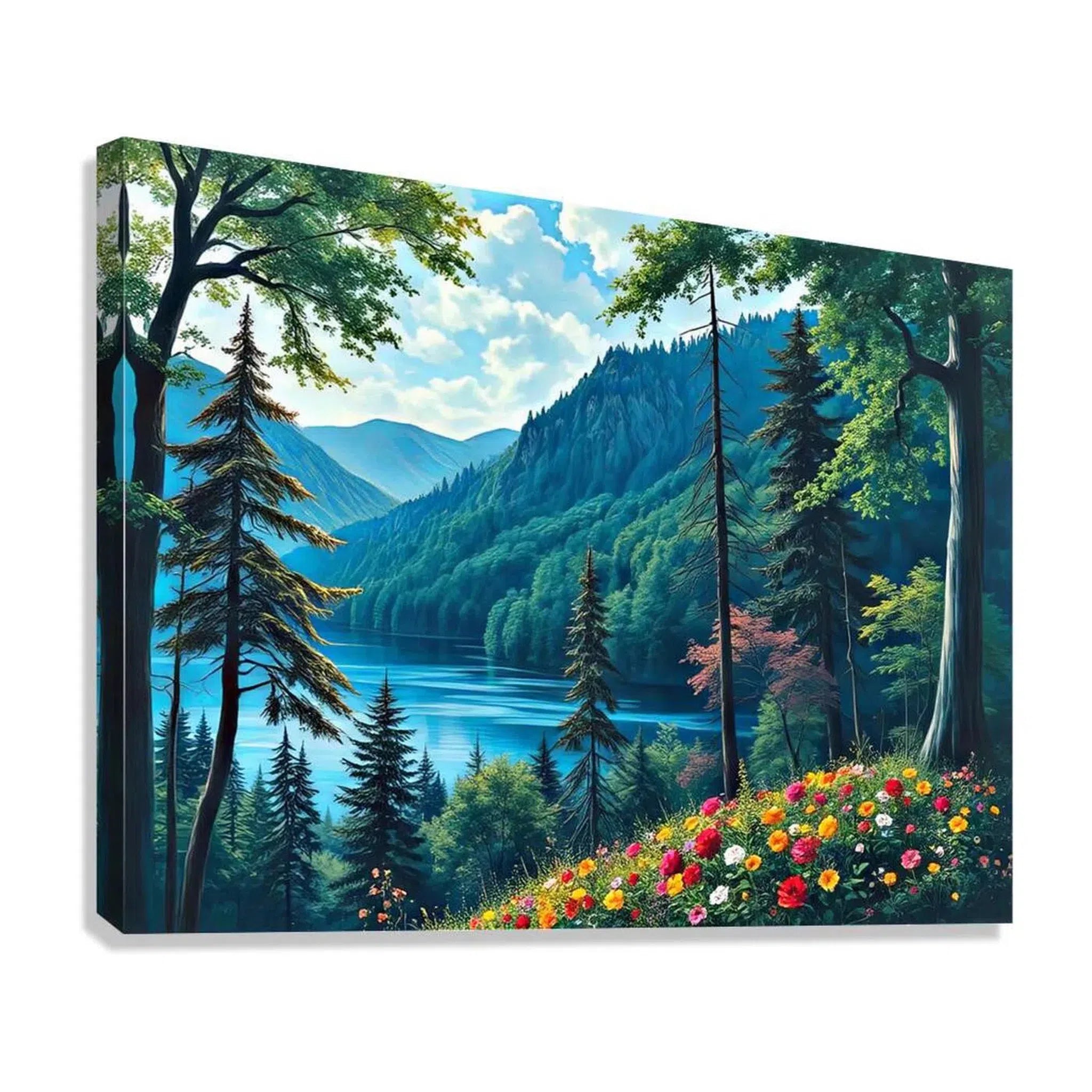 Tranquil Mountain Nature Art Print-43741 Giclée Stretched Canvas Print Visual Wall Art