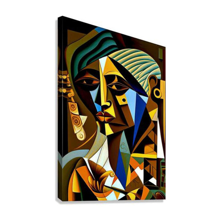 Triple Faces, Ethnic Abstract Art Print 23142 Giclée Stretched Canvas Print Visual Wall Art