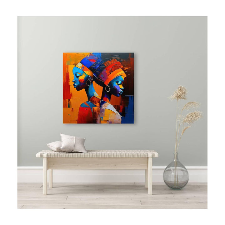 Tween Sisters, Ethnic Abstract Art Print 11119 Visual Wall Art