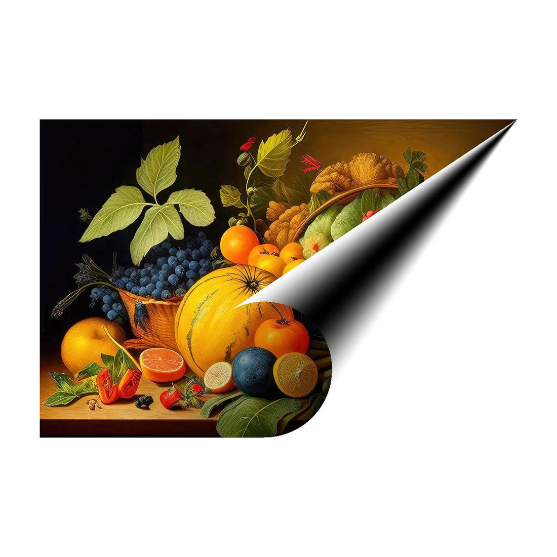 Two Baskets Full Of Fruits, Still Life Nature Art Print 32617 Giclee Rolled Canvas Print Visual Wall Art