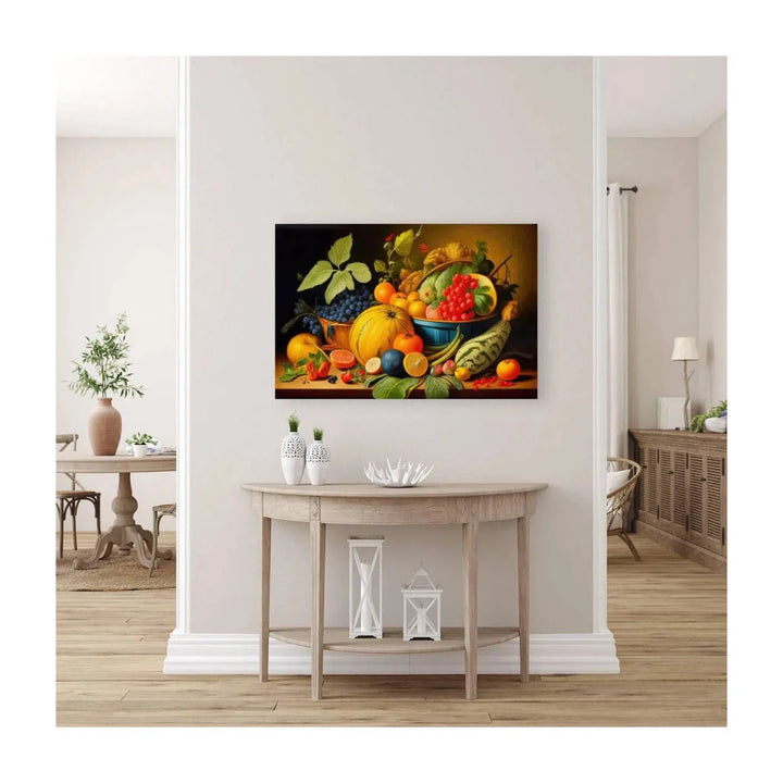 Two Baskets Full Of Fruits, Still Life Nature Art Print 32617 Visual Wall Art