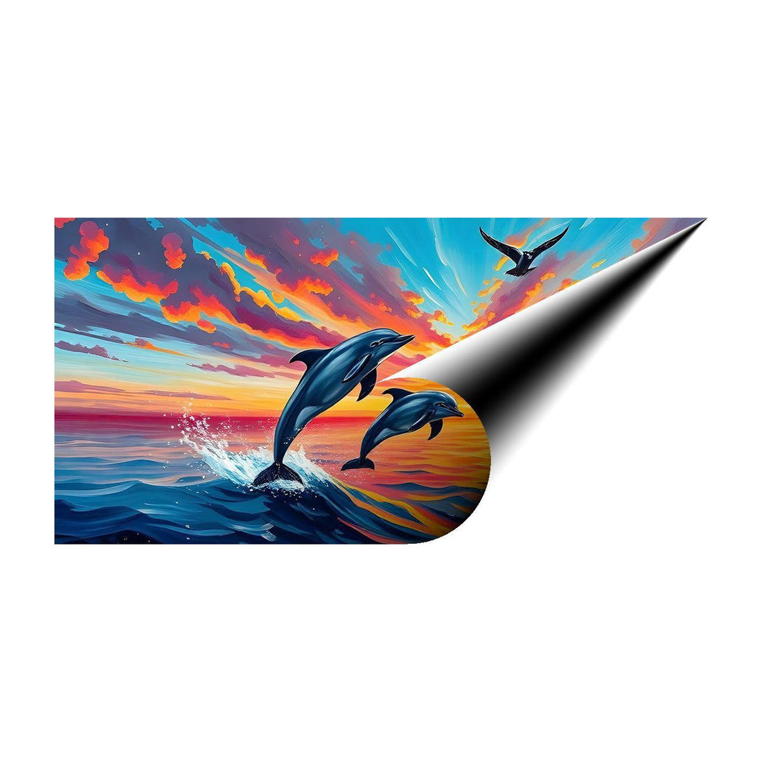 Two Dolphins Playing, Animal Art Print 21602 Giclee Rolled Canvas Print Visual Wall Art