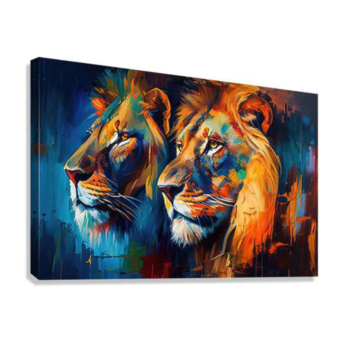 Two King Lions Brothers, Animal Art Print 32101 Giclée Stretched Canvas Print Visual Wall Art