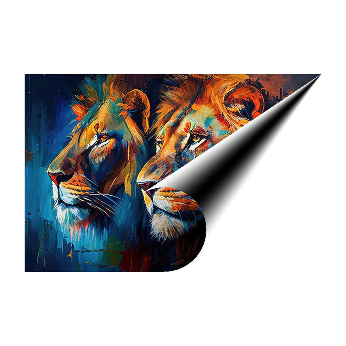 Two King Lions Brothers, Animal Art Print 32101 Giclee Rolled Canvas Print Visual Wall Art