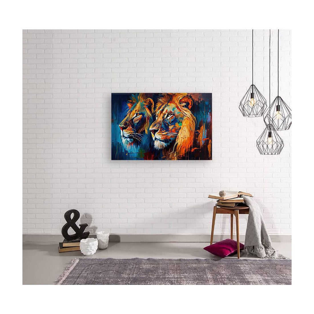 Two King Lions Brothers, Animal Art Print 32101 Visual Wall Art