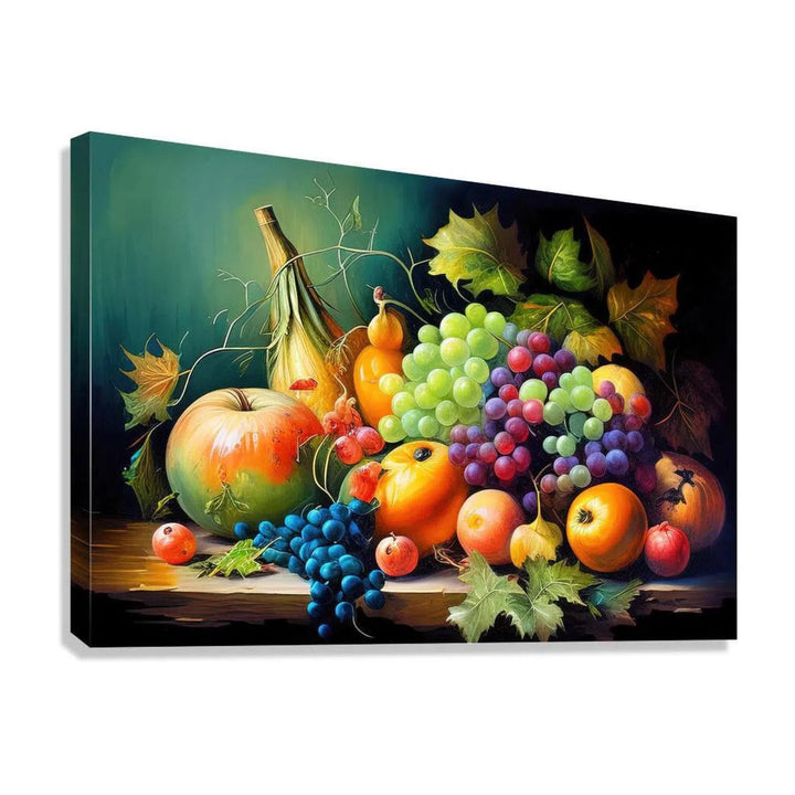 Two Melons With A Group Of Fruit Still Life, Nature Art Print 32603 Giclée Stretched Canvas Print Visual Wall Art