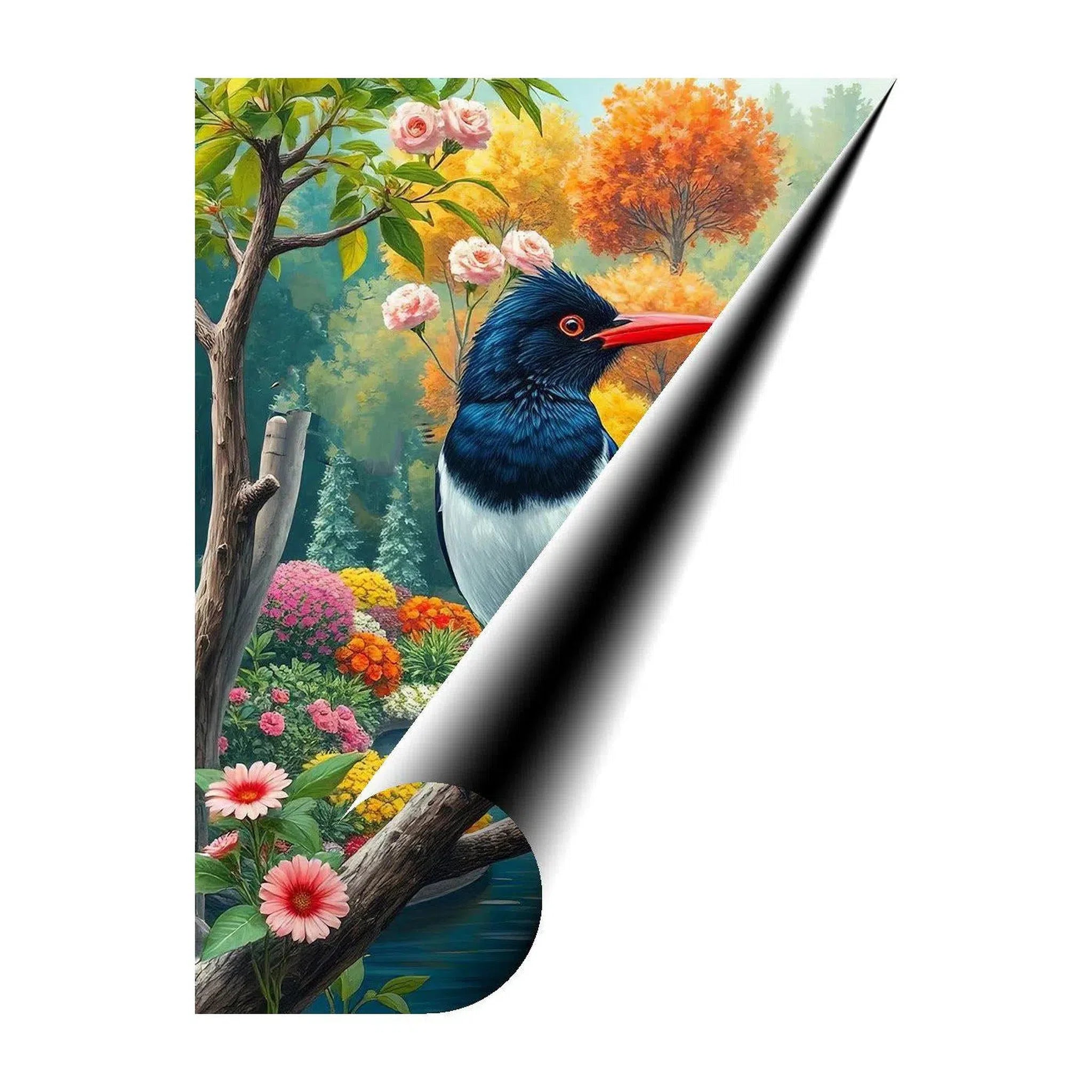 Urocissa Red Billed Blue Magpie, Bird Art Print 34262 Giclée Rolled Canvas Print Visual Wall Art
