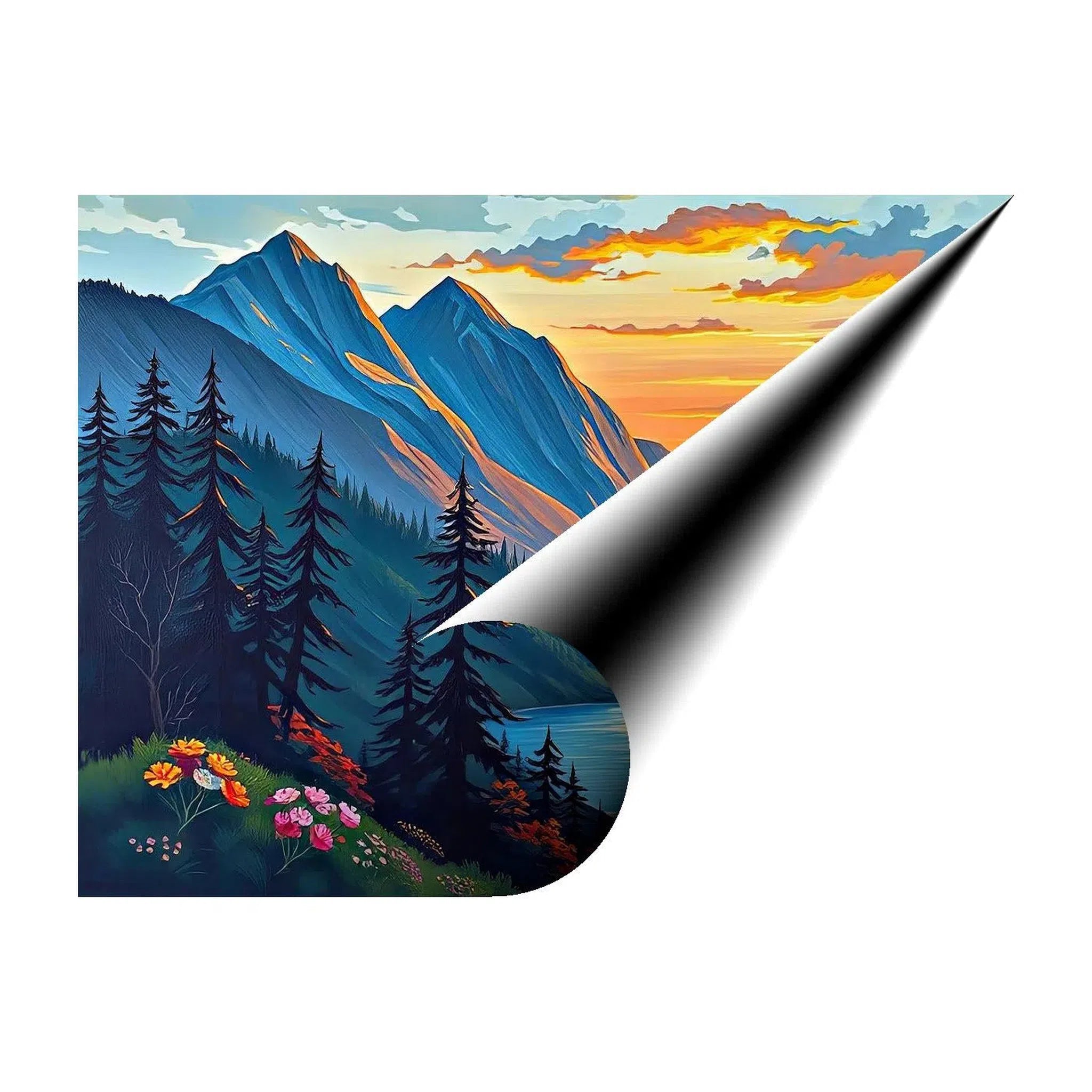 Valley Scene At Sunset Nature Art Print 43745 Giclée Fine Art Matte Paper Print Visual Wall Art