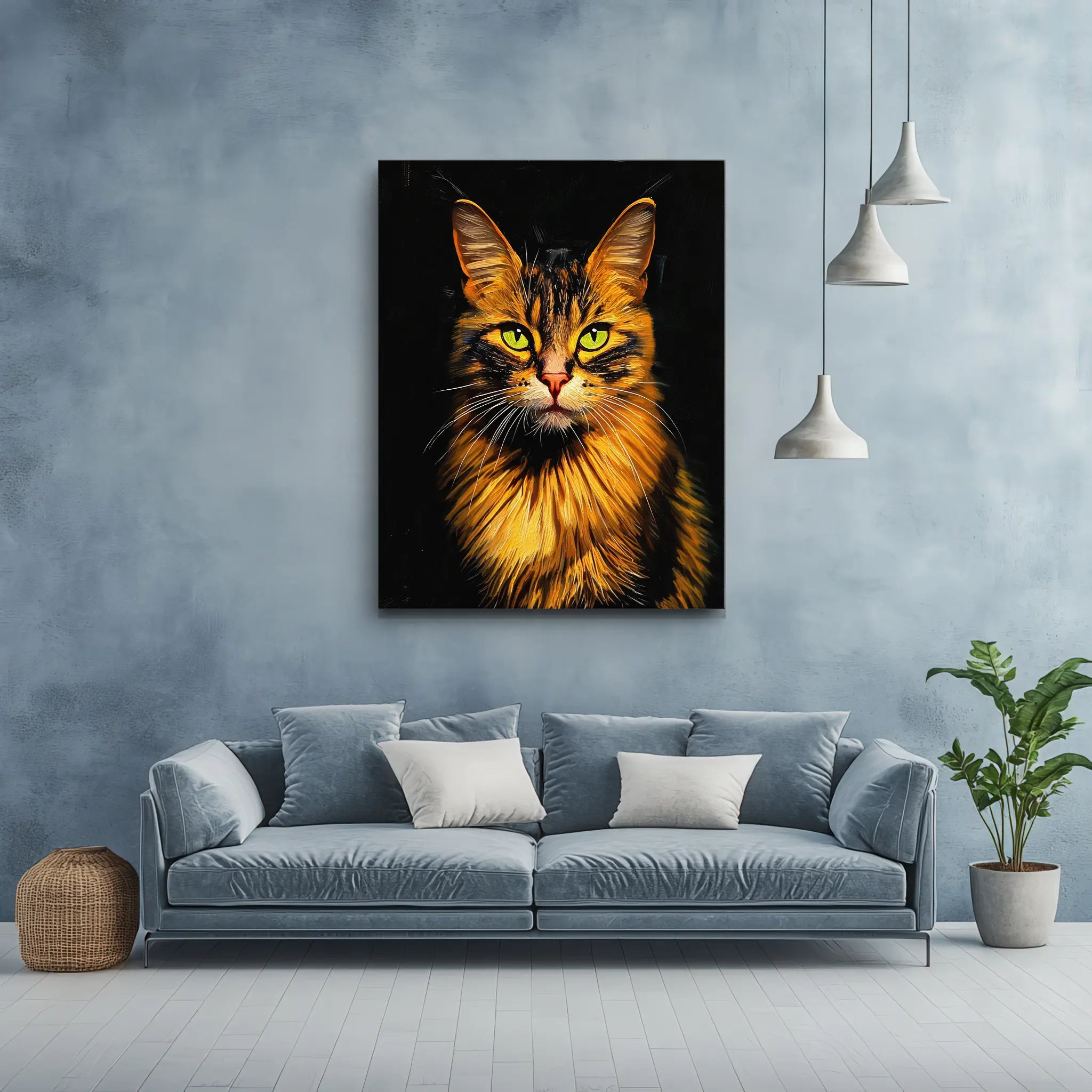 Verdant-Eyed Tabby Cat Giclée Print 456057 Visual Wall Art AR3:4V-AR4:5V Giclée Print