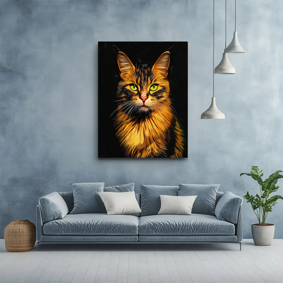 Verdant-Eyed Tabby Cat Giclée Print 456057 Visual Wall Art AR3:4V-AR4:5V Giclée Print