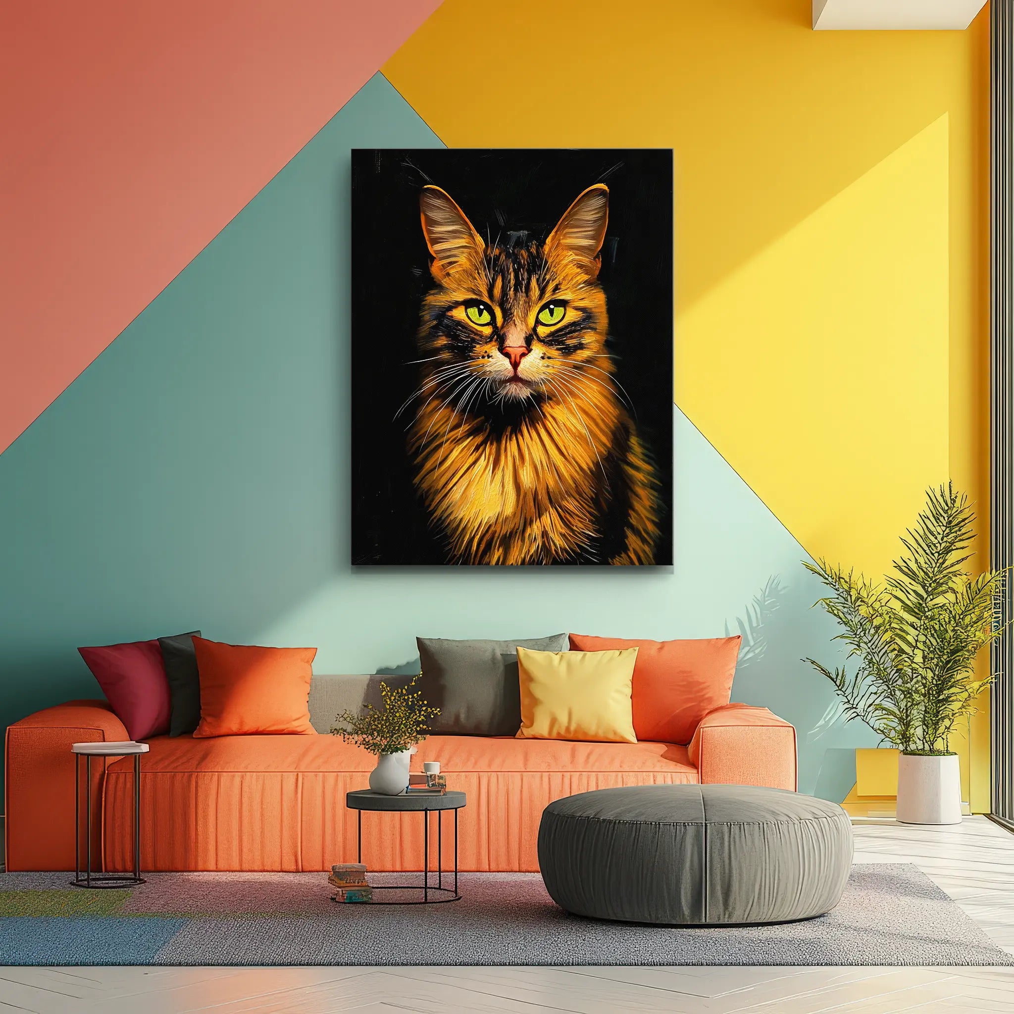 Verdant-Eyed Tabby Cat Giclée Print 456057 Visual Wall Art AR3:4V-AR4:5V Giclée Print