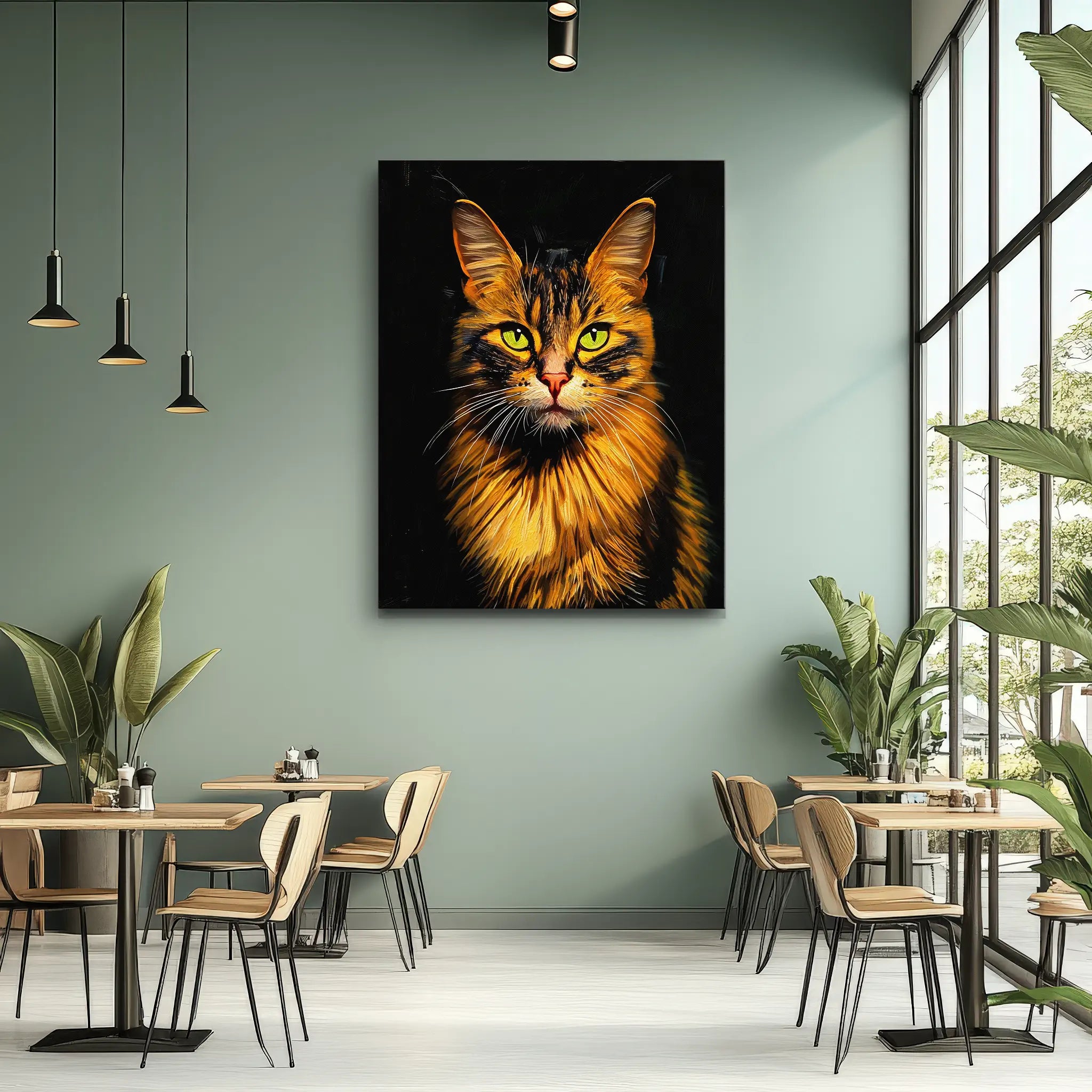 Verdant-Eyed Tabby Cat Giclée Print 456057 Visual Wall Art AR3:4V-AR4:5V Giclée Print