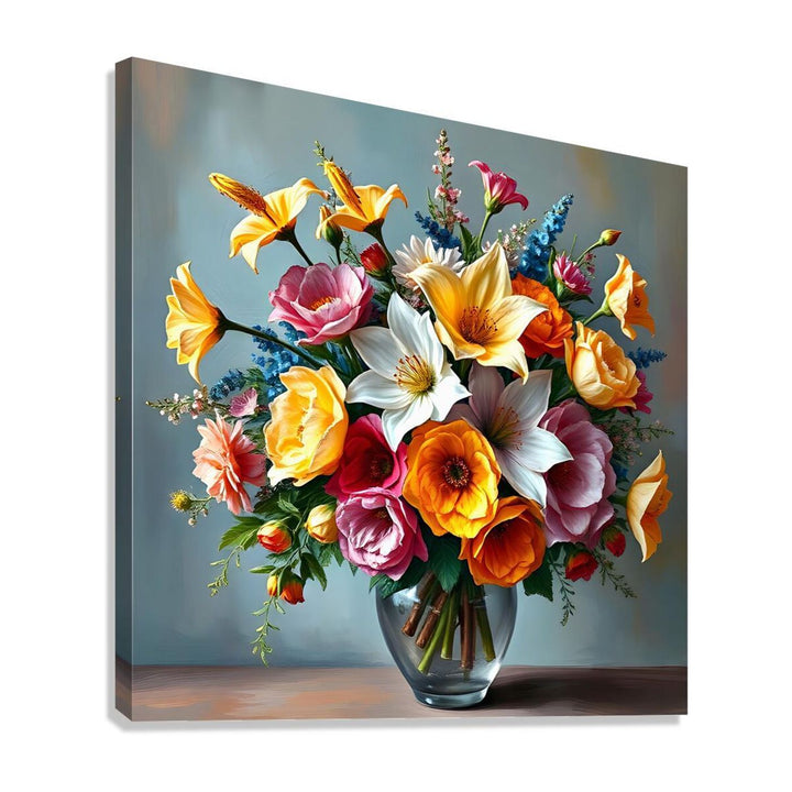 Vibrant Bouquet Of Flowers Still Life 11924 Giclée Stretched Canvas Print Visual Wall Art