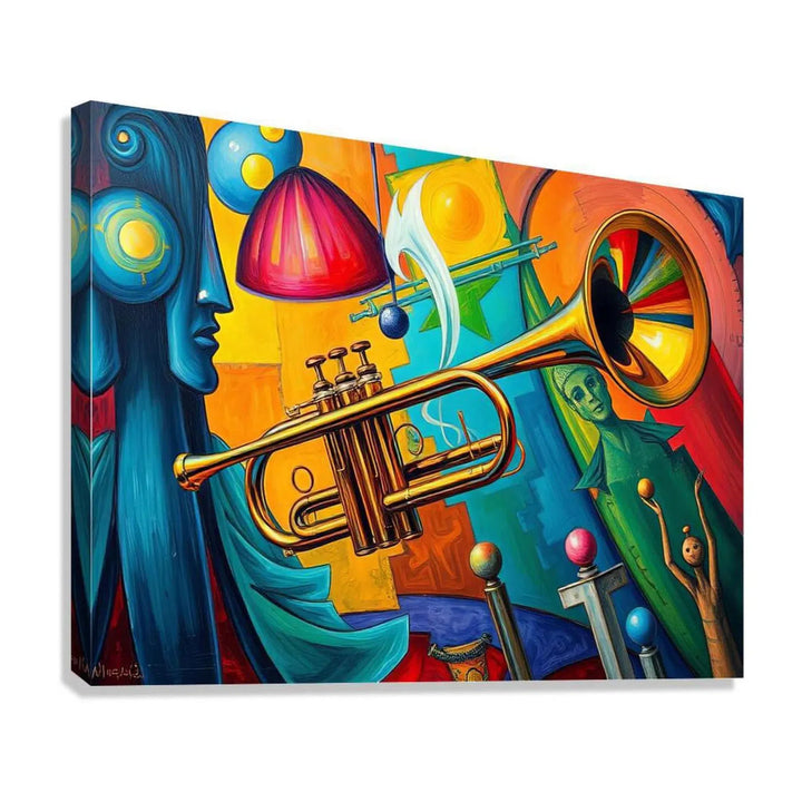 Wind Instrument Trumpet, Art Print 43901 Giclée Stretched Canvas Print Visual Wall Art