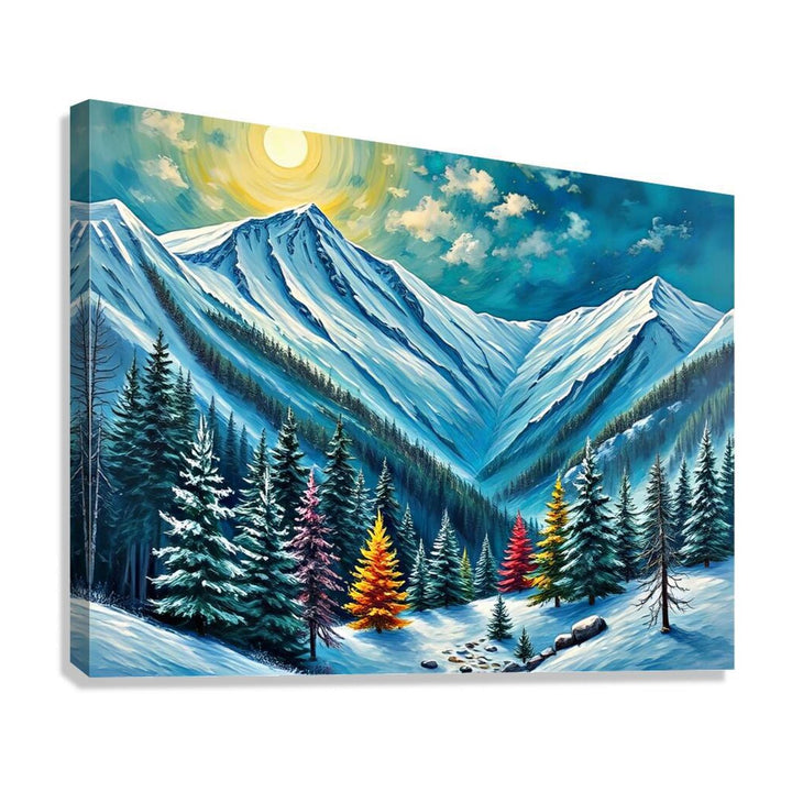 Winter Mountain Atmosphere Nature Art Print 43753 Giclée Stretched Canvas Print Visual Wall Art