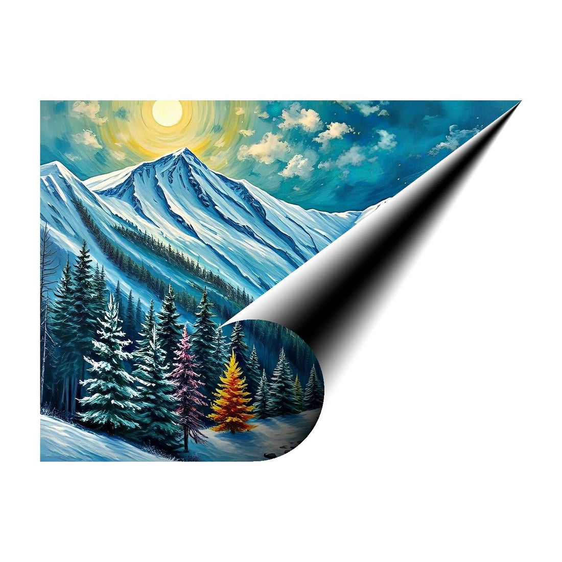 Winter Mountain Atmosphere Nature Art Print 43753 Giclée Rolled Canvas Print Visual Wall Art