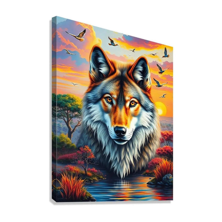 Wolf Staring Portrait, Animal Art Print 34804 Giclée Stretched Canvas Print Visual Wall Art