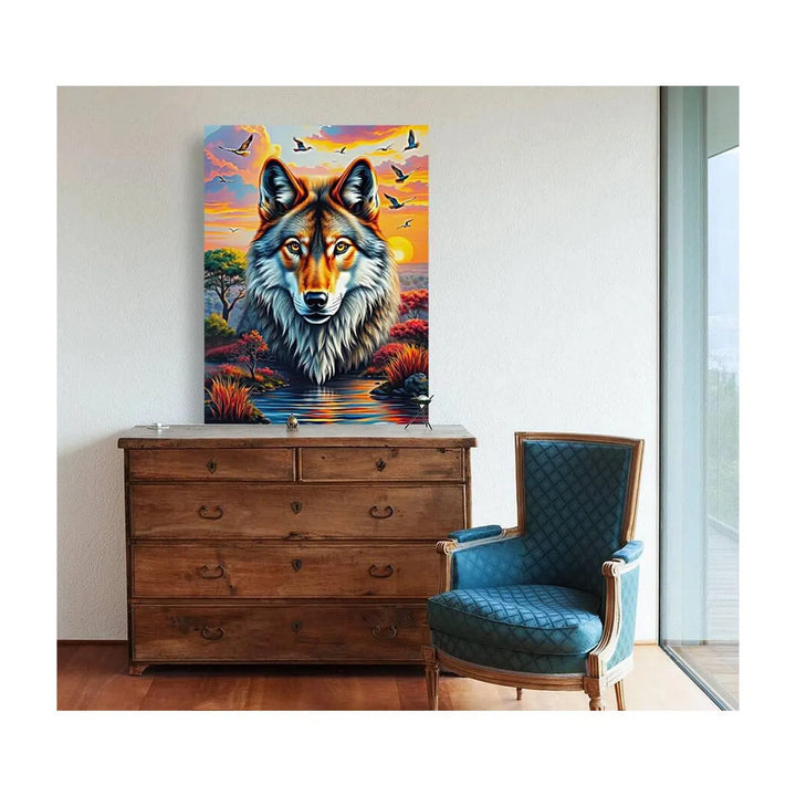 Wolf Staring Portrait, Animal Art Print 34804 Visual Wall Art