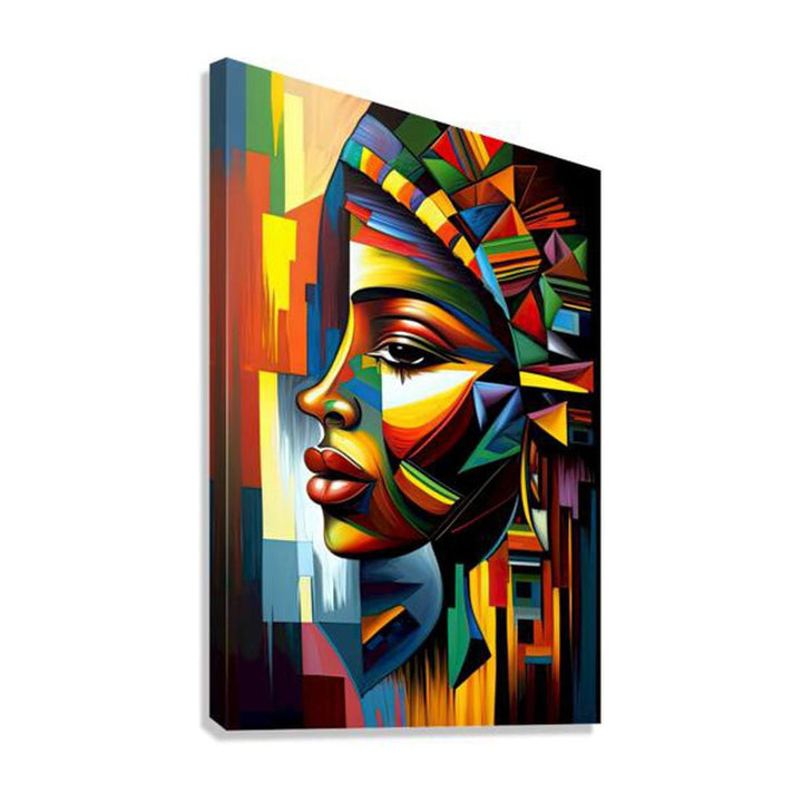 Woman In Waiting, Ethnic Abstract Art Print 23157 Giclée Stretched Canvas Print Visual Wall Art